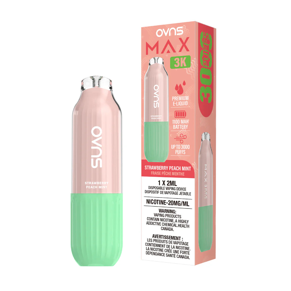 OVNS-MAX-3K_Strawberry_Peach_Mint Disposable Vape