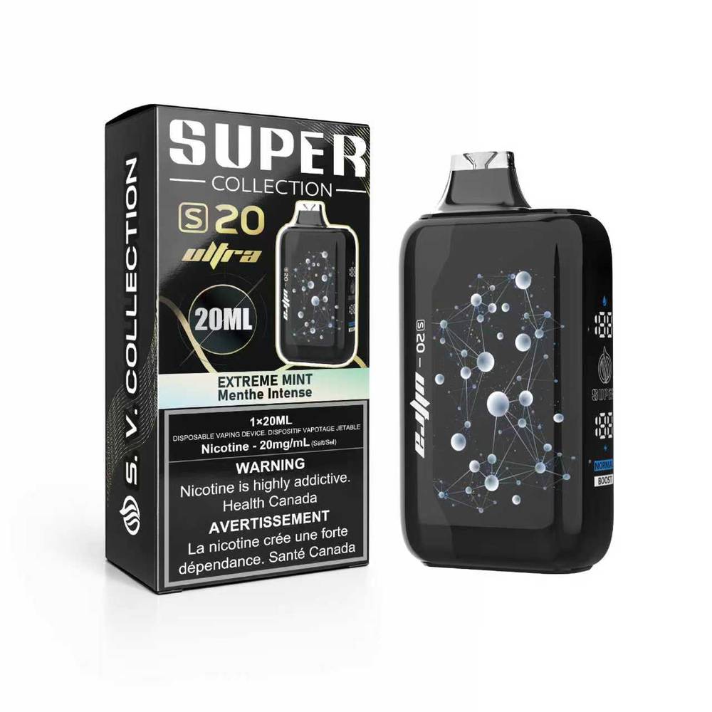 Super Vape S20 ULTRA Vape jetable 20 mL | cran LED, Sans diactyle