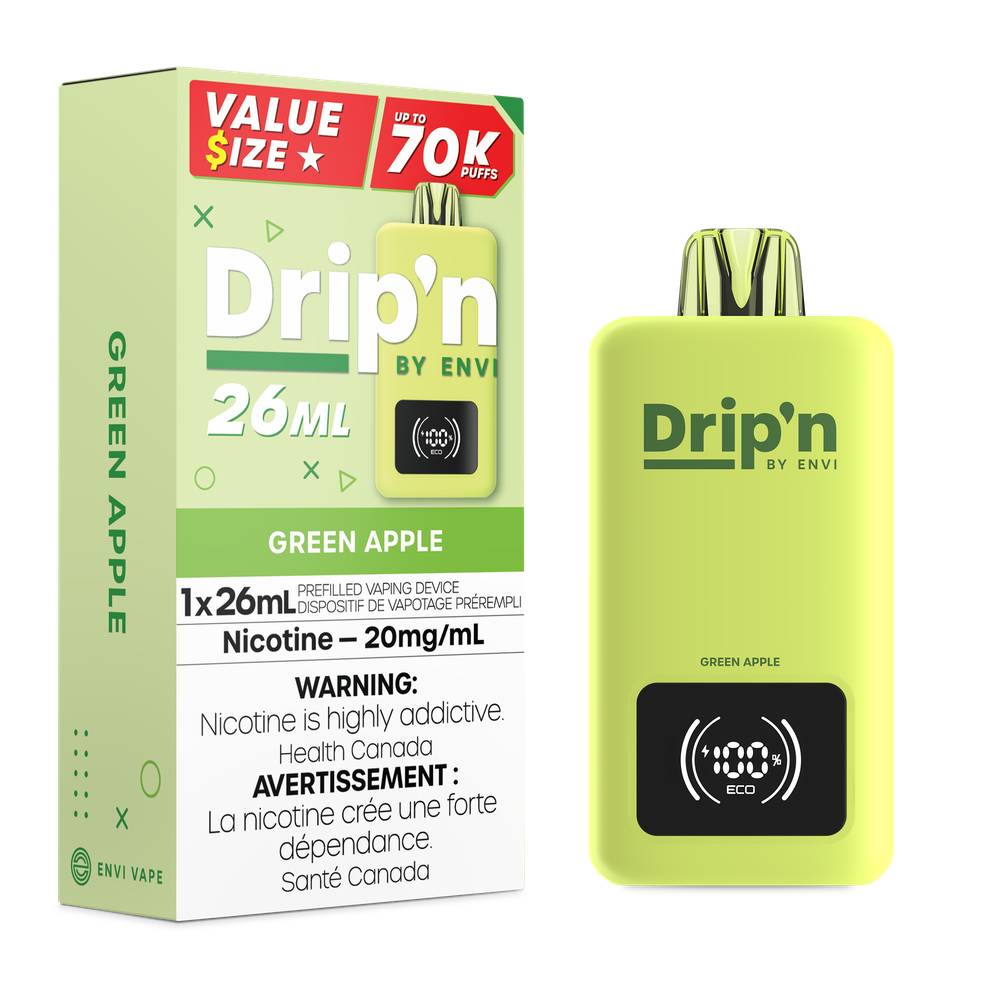 Drip'n by Envi 26mL 70K Puffs Disposable Vape Green Apple