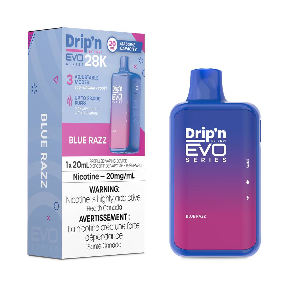 Drip'n EVO Vape Jetable 28K 20 mL, Modes Rglables, Multi-Saveurs Super Vape Drip'n EVO Vape Jetable 28K 20 mL, Modes Rglables, Multi-Saveurs Super Vape