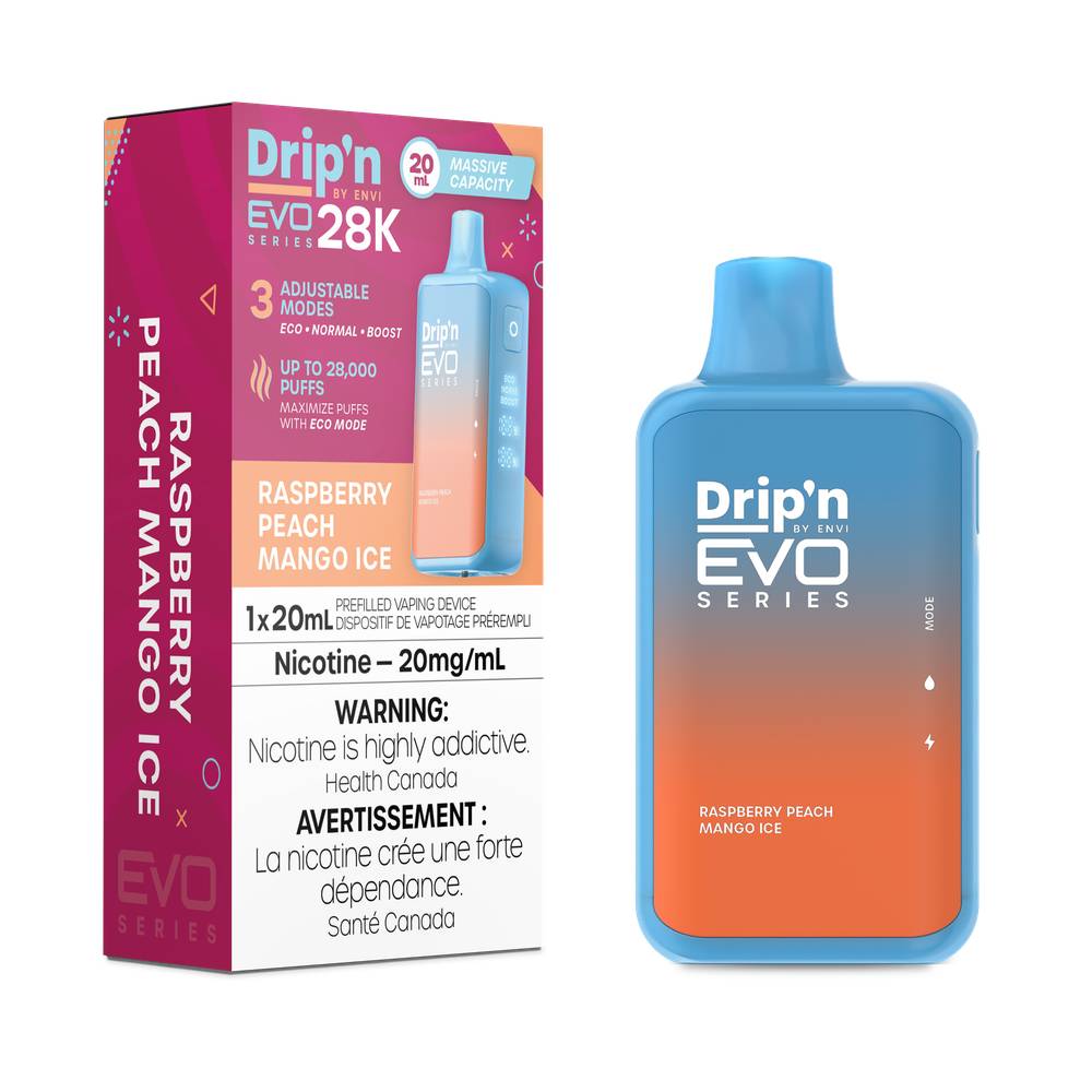Dripn_EVO-28K-JUL2024_Device_SP-RaspberryPeachMangoIce