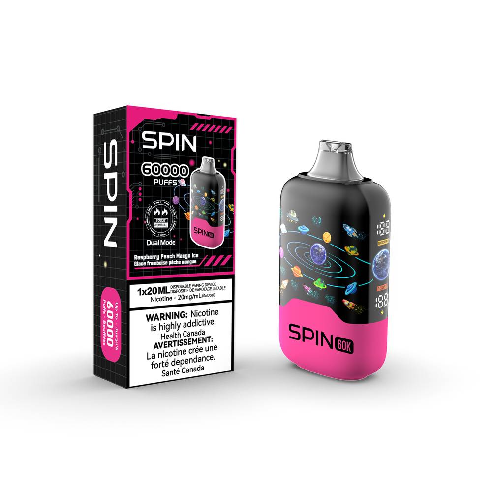 SPIN 60 000 Puffs Disposable Vape - RaspberryPeachMangoIce