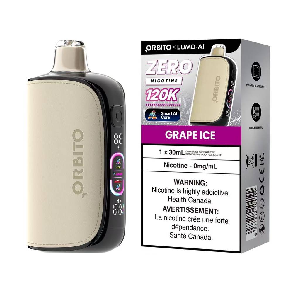Orbito Lumo AI 120K Disposable Vape zero nicotine grape ice