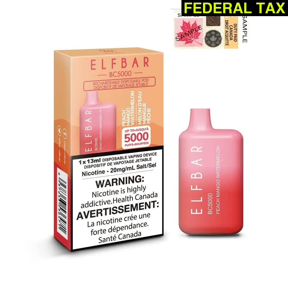 ELF BAR BC5000 Puffs Disposable Vape(Online Only) Peach Mango Watermelon