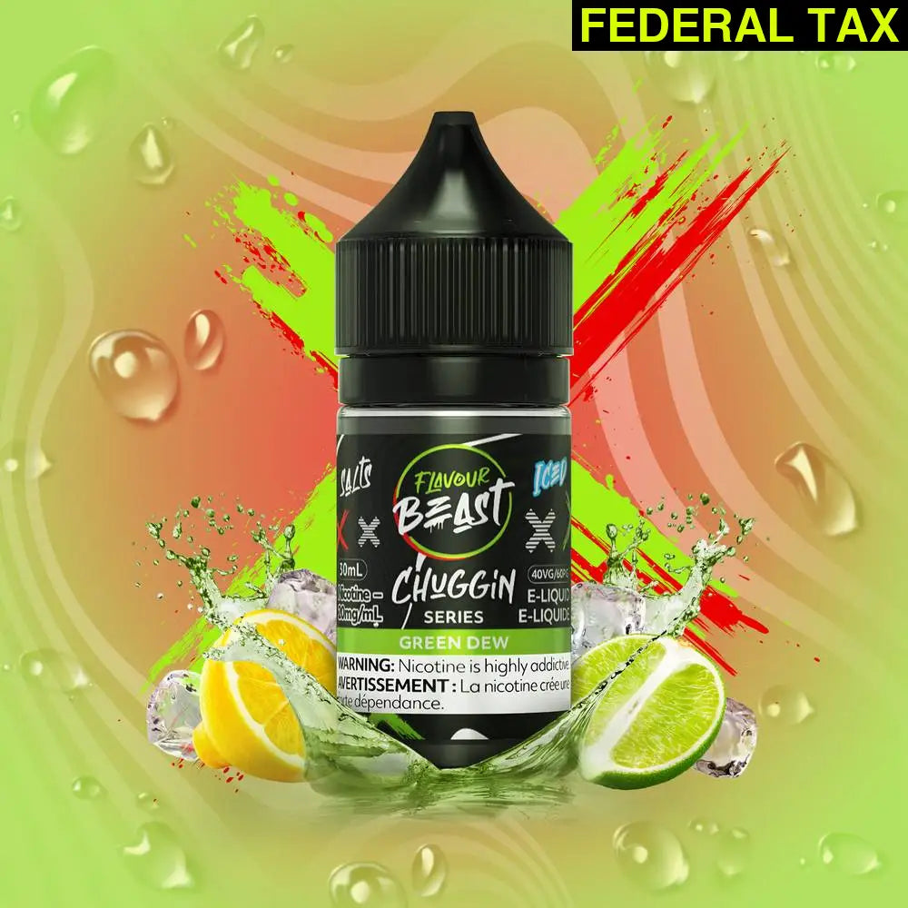 Flavour Beast Chuggin Iced Nicotine Salt E-juice Green Dew Iced