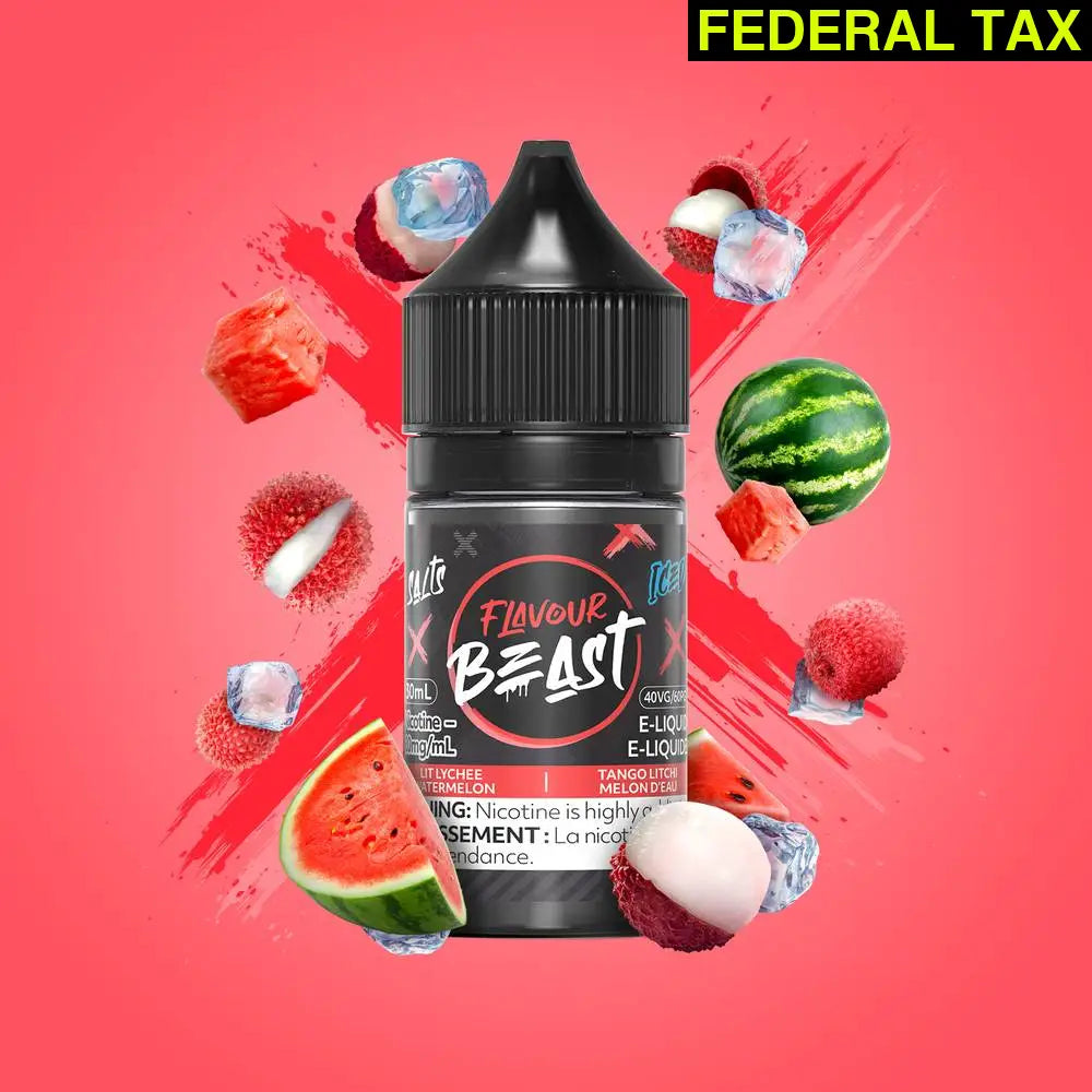 Flavour Beast Nicotine Salt E-Juice 20mg/30ml Lit Lychee Watermelon