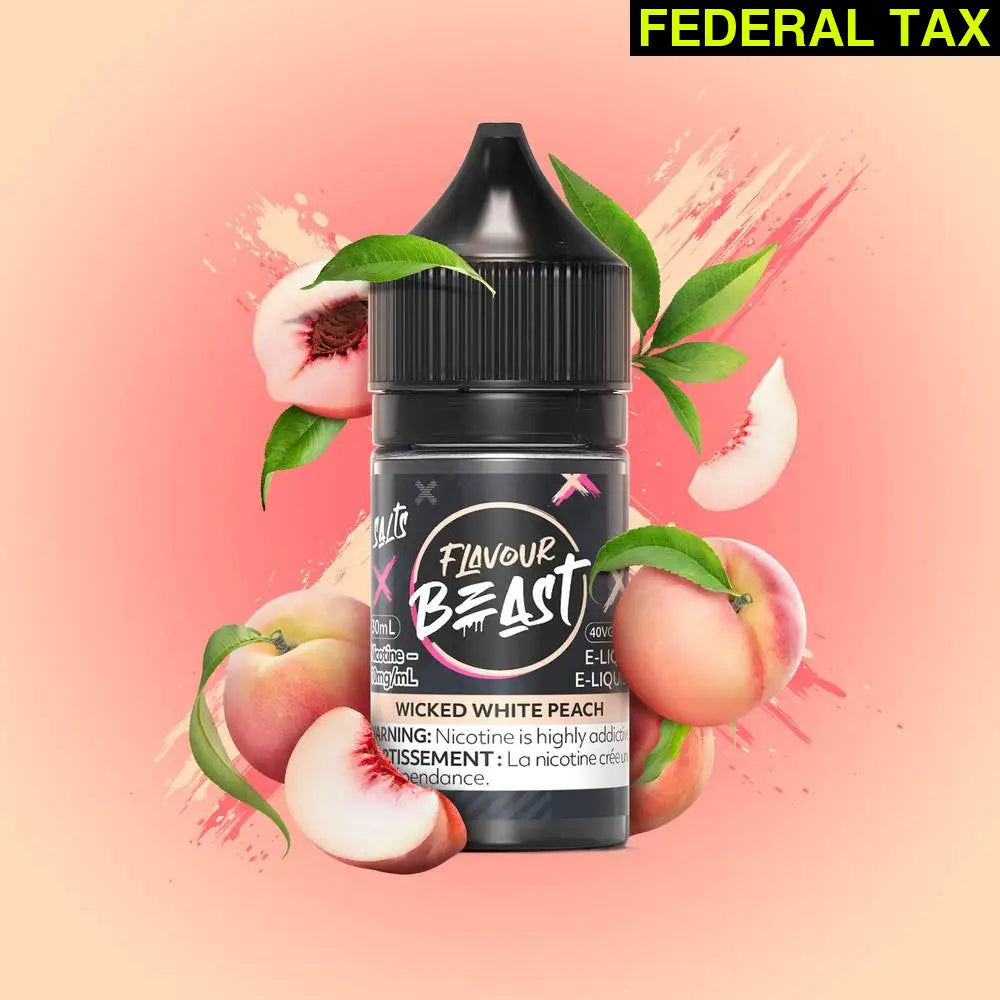 Flavour Beast Nicotine Salt E-Juice 20mg/30ml Wicked White Peach