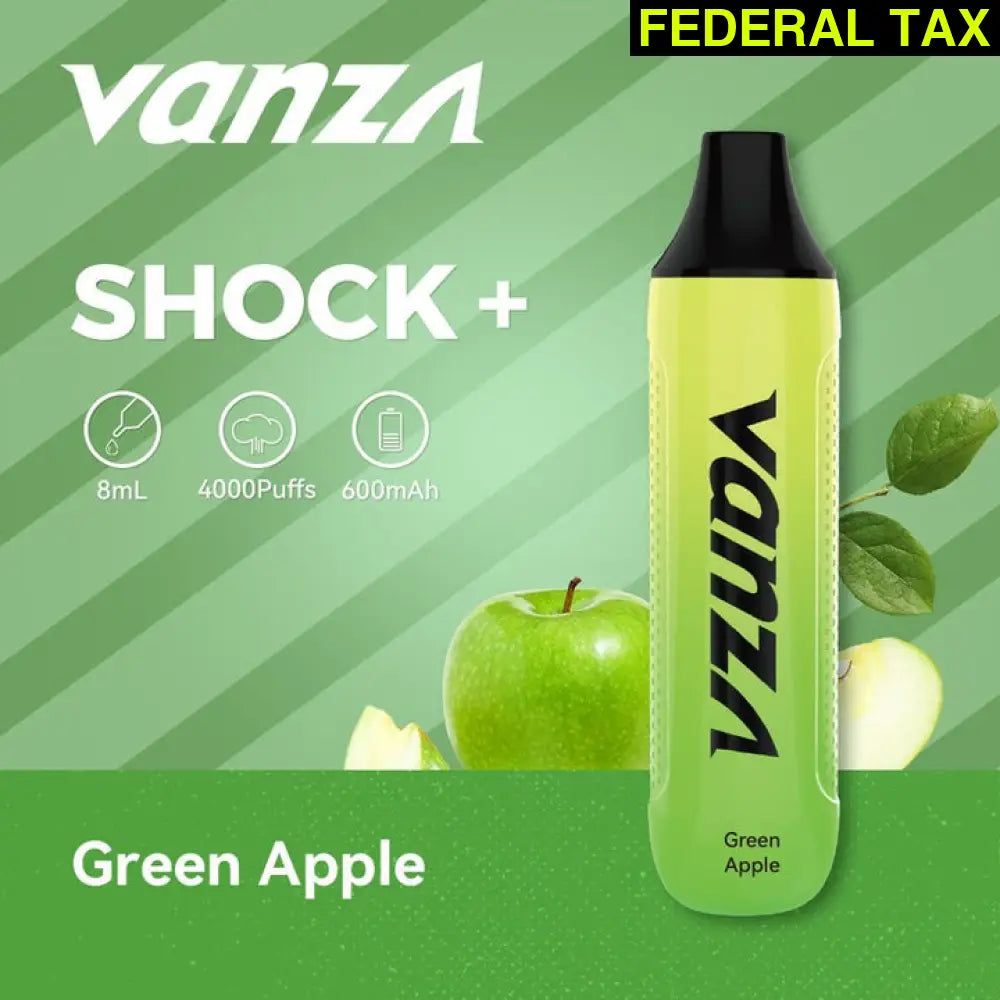 Vanza Shock + 4000Puffs Disposable Vape Green Apple