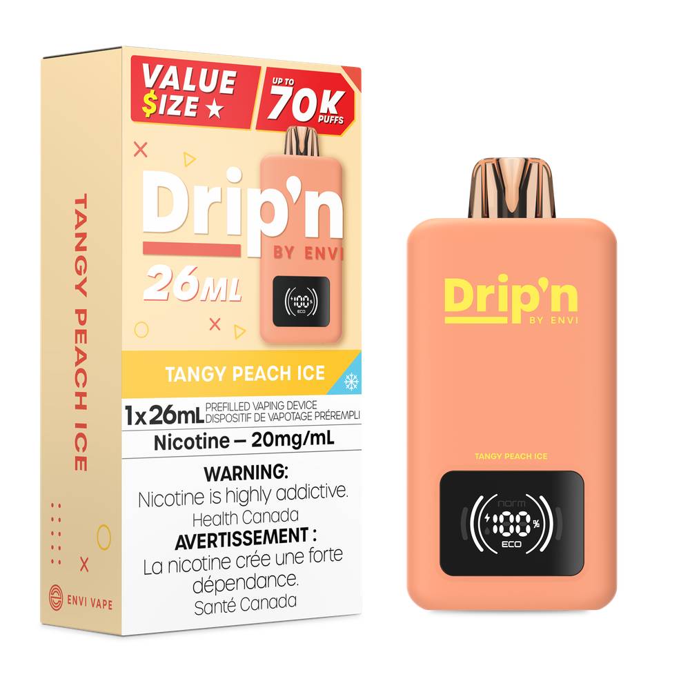Drip'n by Envi 26mL 70K Puffs Disposable Vape Tangy Peach Ice