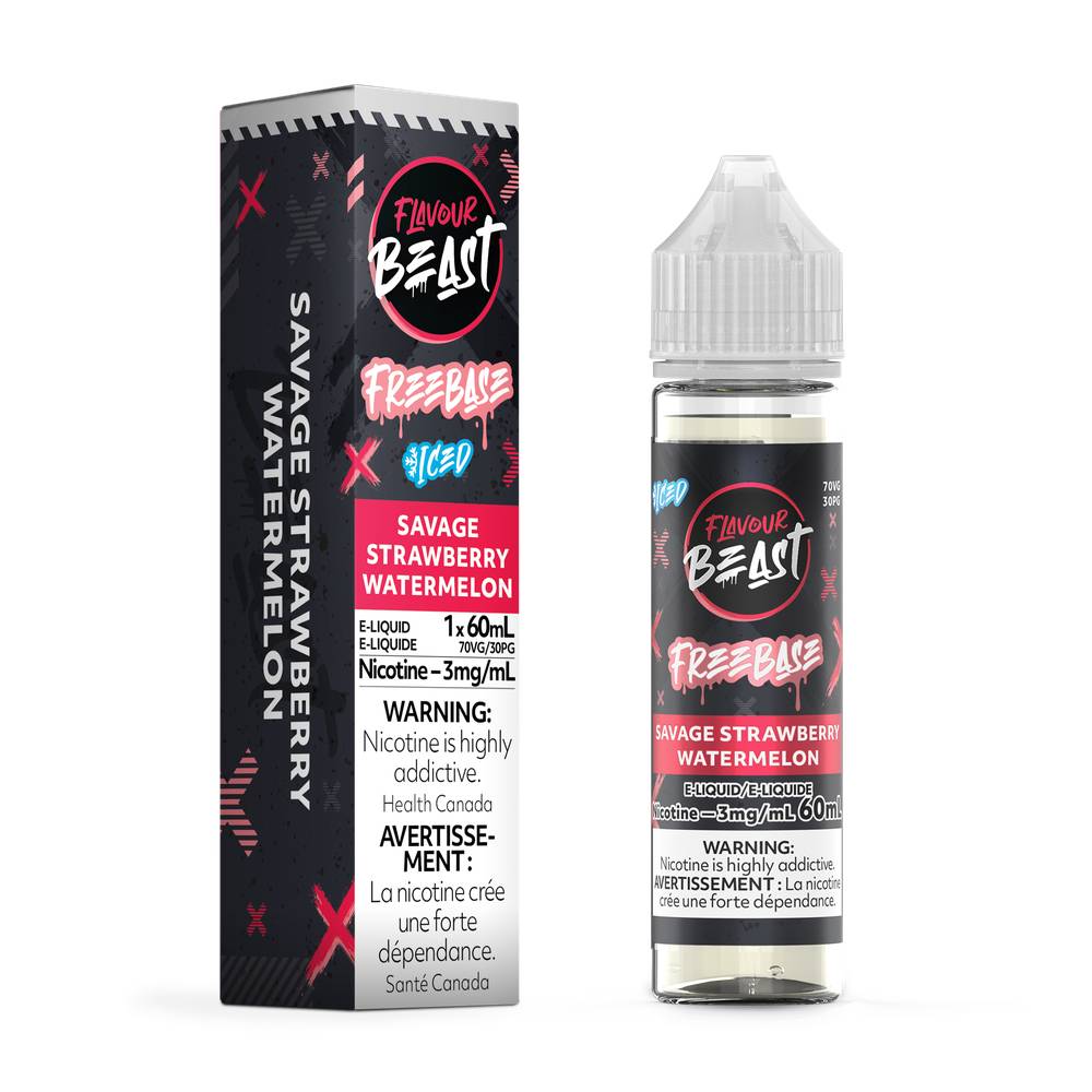 Flavour Beast Freebase E-Liquid 60mL Bottle - Savage Strawberry Watermelon Iced