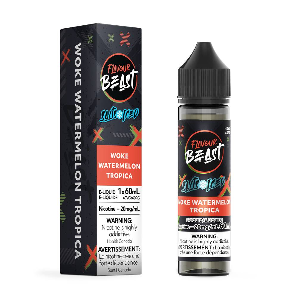 Flavour Beast Salt E-Liquid 60mL 20mg Bottle - Woke Watermelon Tropica Iced