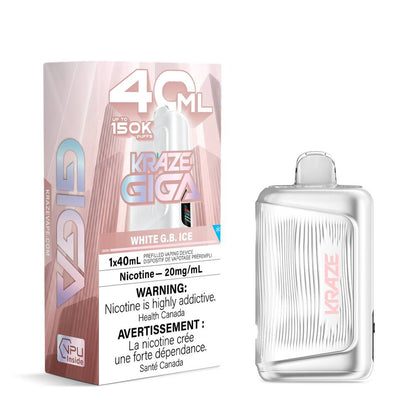 KRAZE GIGA 40ML 150K Disposable Vape – White G.B. Ice