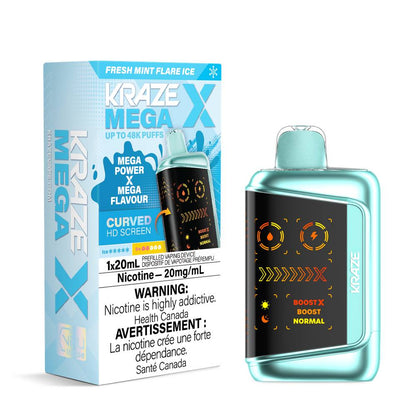 Kraze Mega X 48K Disposable Vape  Fresh Mint Flare Ice