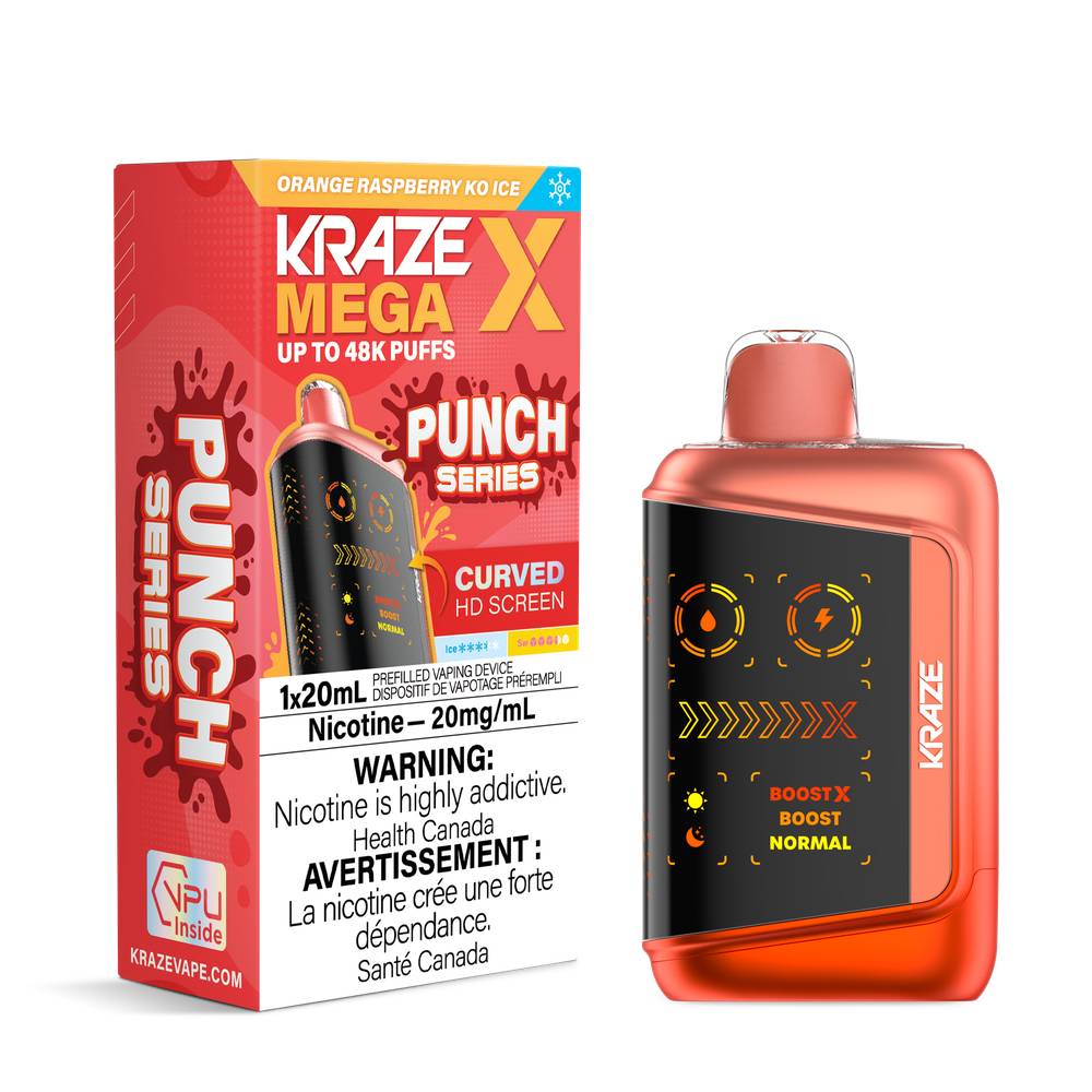 Kraze Mega X 48K Disposable Vape  Orange Raspberry KO Ice