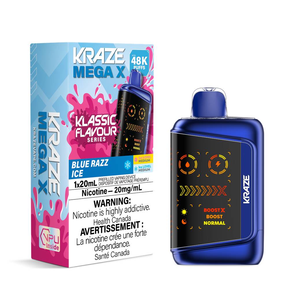 Kraze Mega X 48K Disposable Vape  Blue Razz Ice