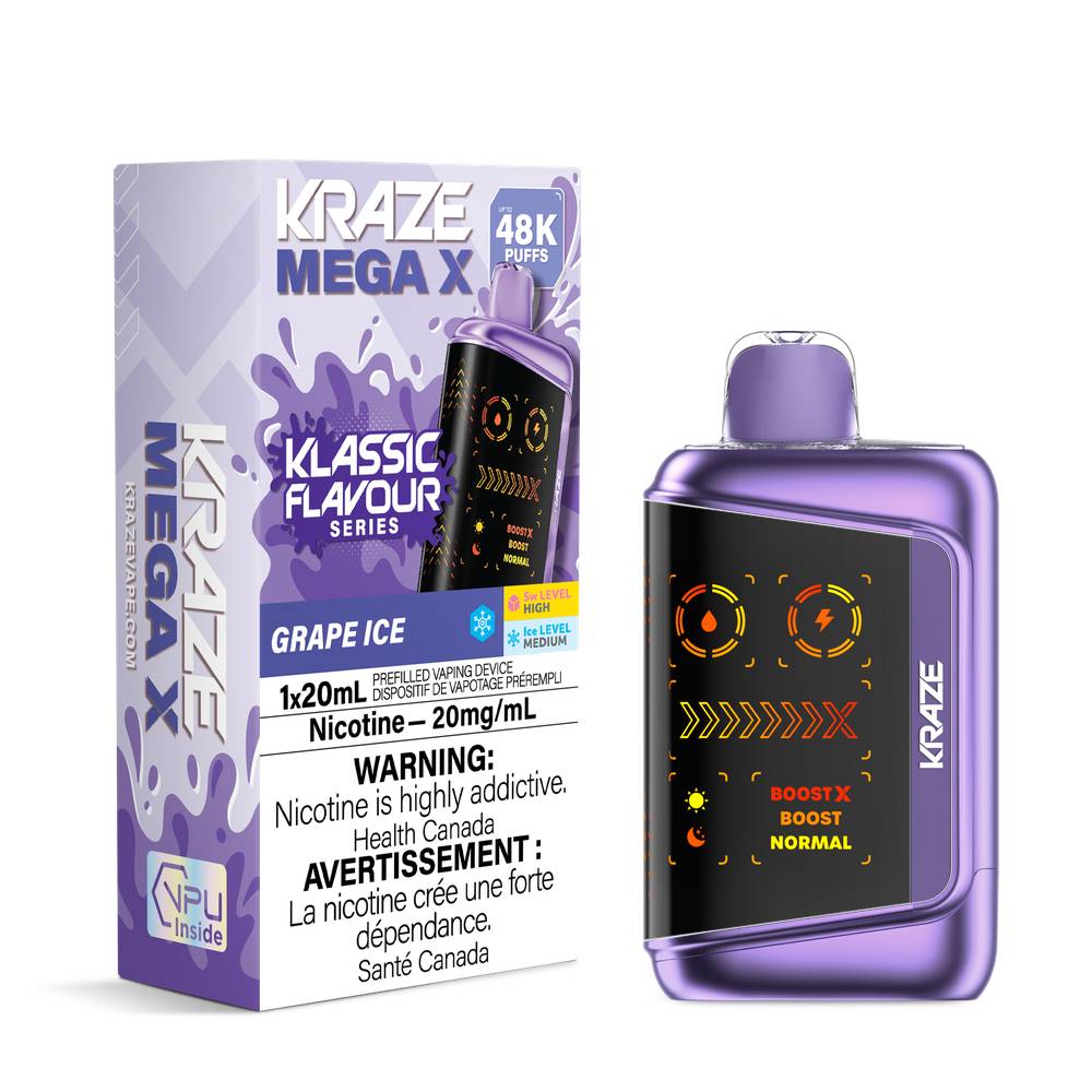 Kraze Mega X 48K Disposable Vape  Grape Ice