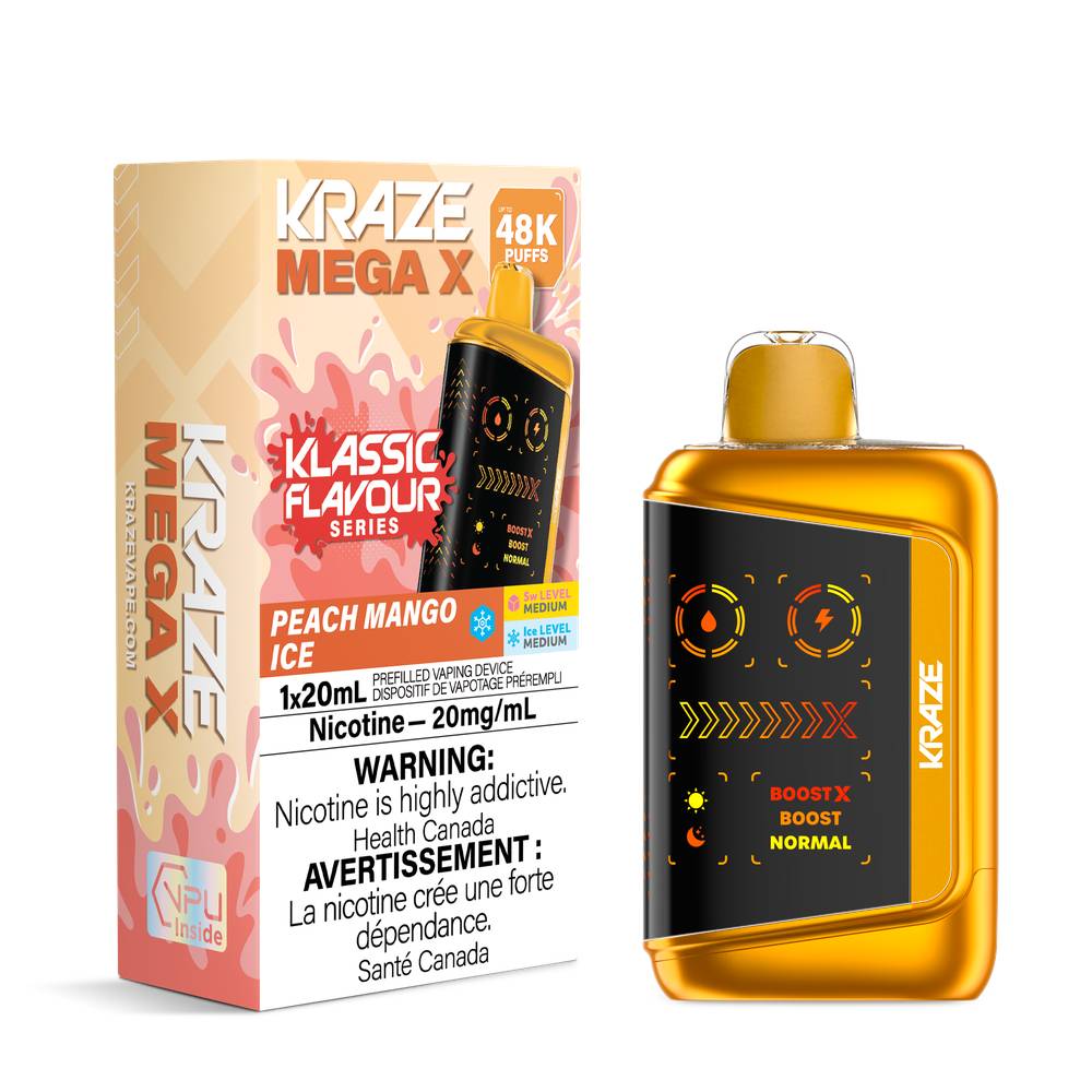 Kraze Mega X 48K Disposable Vape  Peach Mango Ice