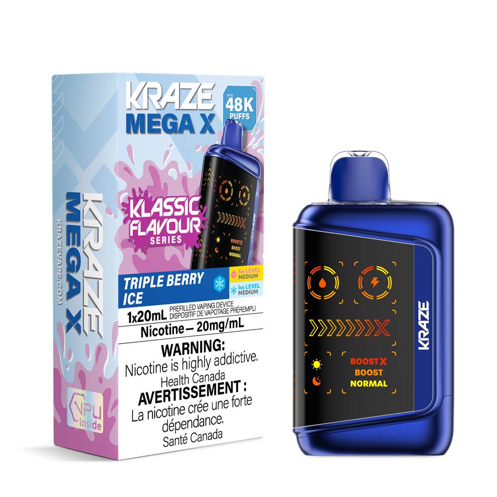 Kraze Mega X 48K Disposable Vape  Triple Berry Ice