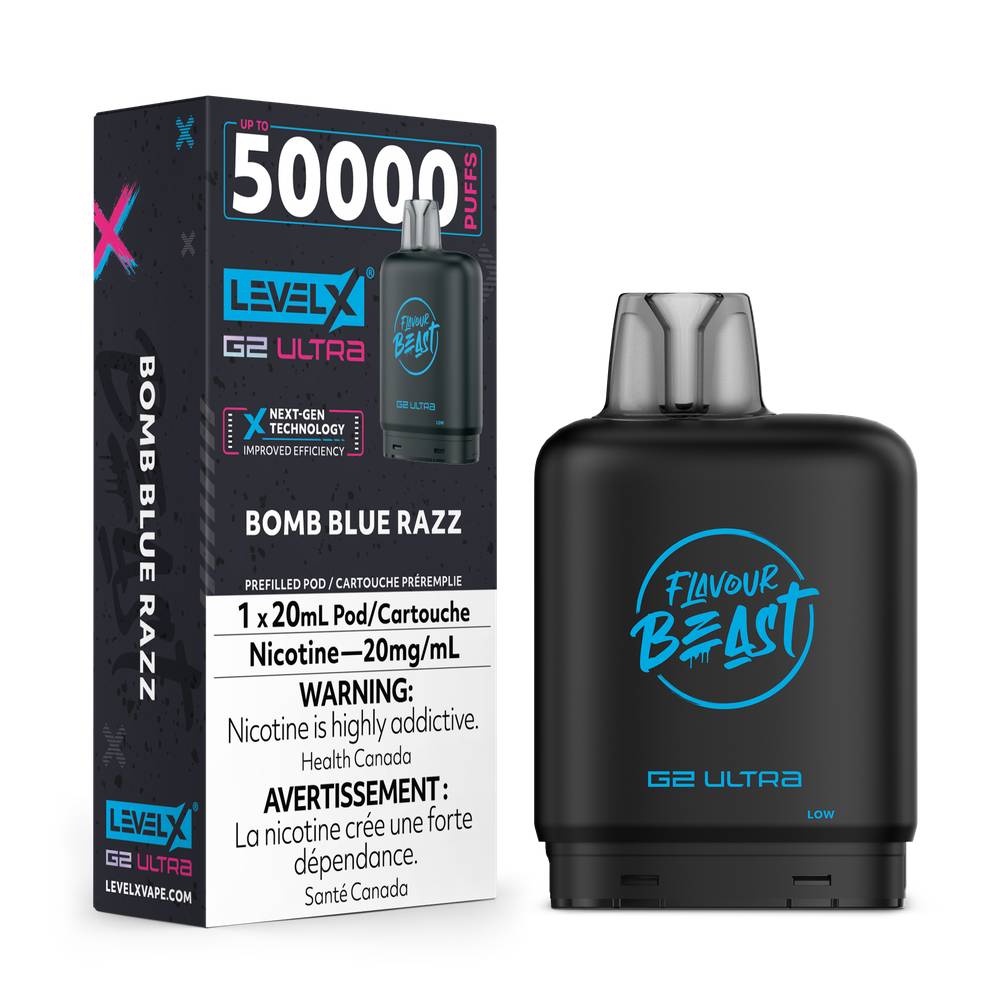 Flavour Beast LEVEL X G2 Ultra 50K Pod - Bomb Blue Razz 20mg