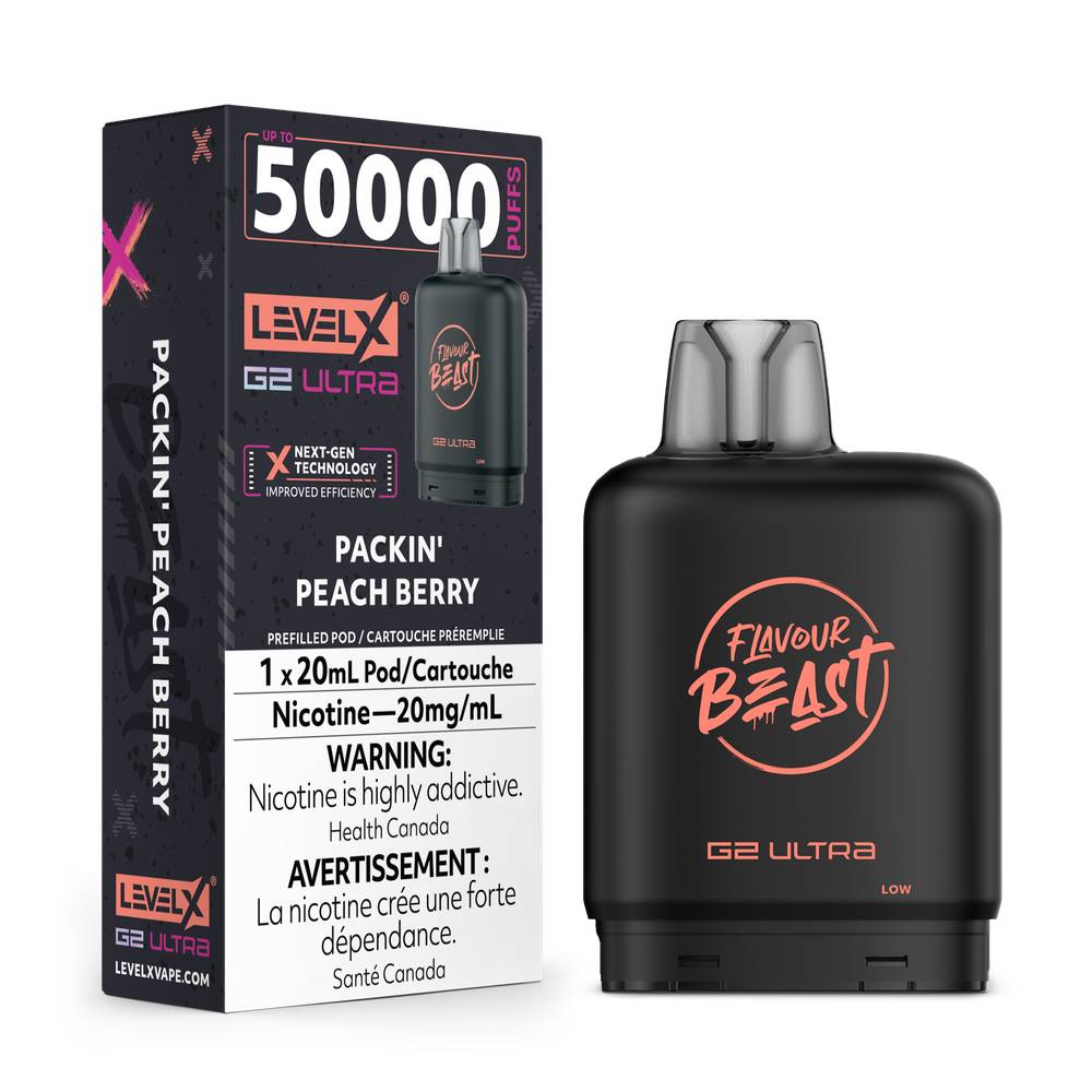 Flavour Beast LEVEL X G2 Ultra 50K Pod - Packin' Peach Berry 20mg