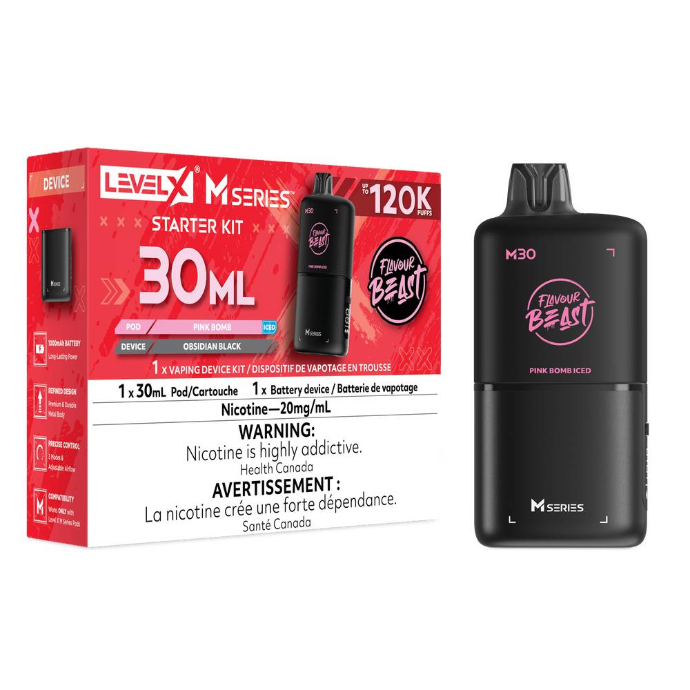Flavour Beast LEVEL X M 30mL Starter Kit - Pink bomb Iced