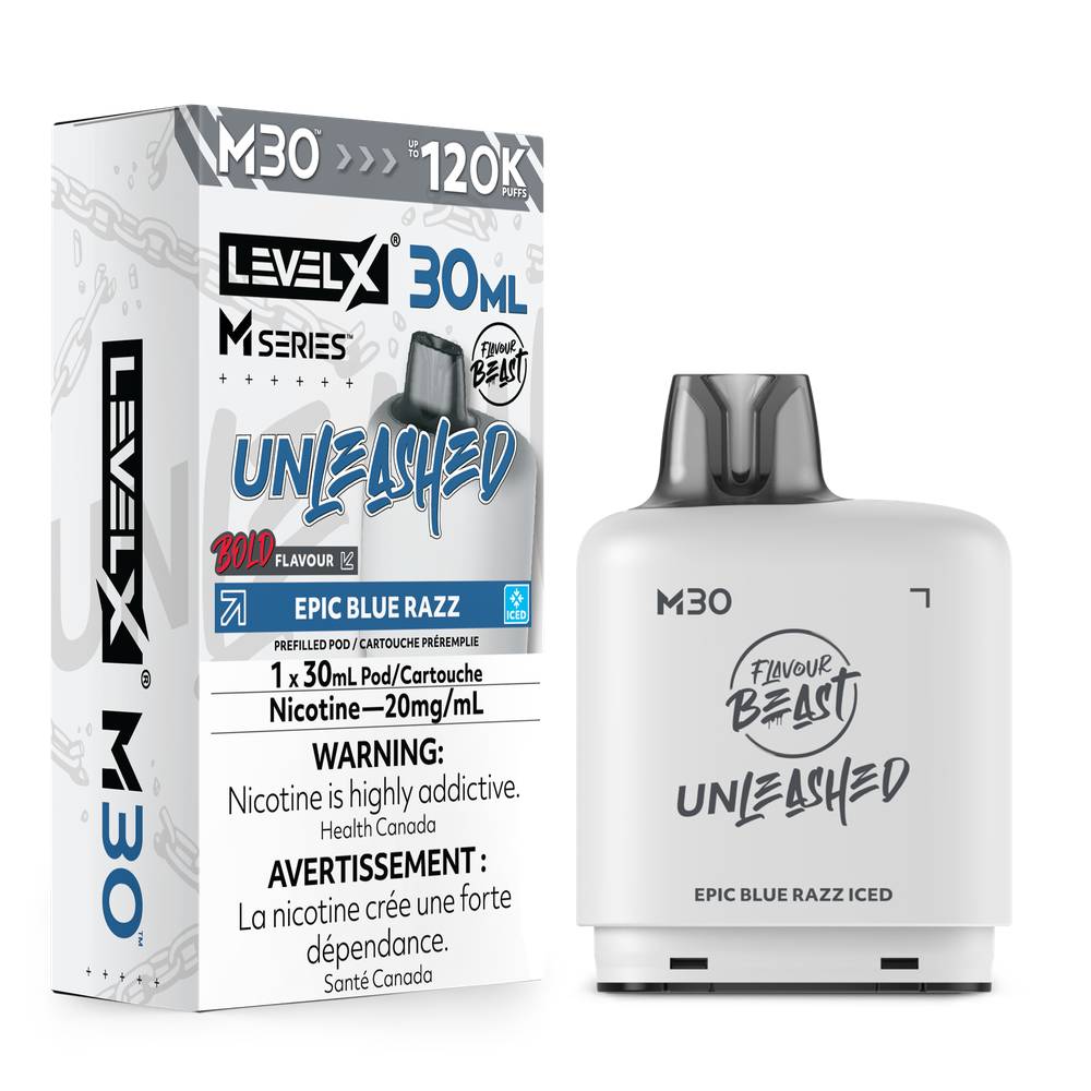 Level X M Series Flavour Beast Unleashed 30mL 120K Pod - Epic Blue Razz Iced