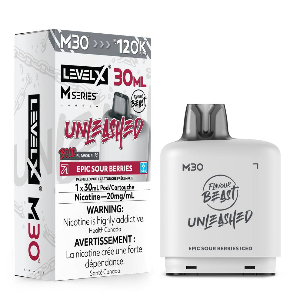 Level X M Series Flavour Beast Unleashed 30mL 120K Pod - Epic Sour Berries Iced