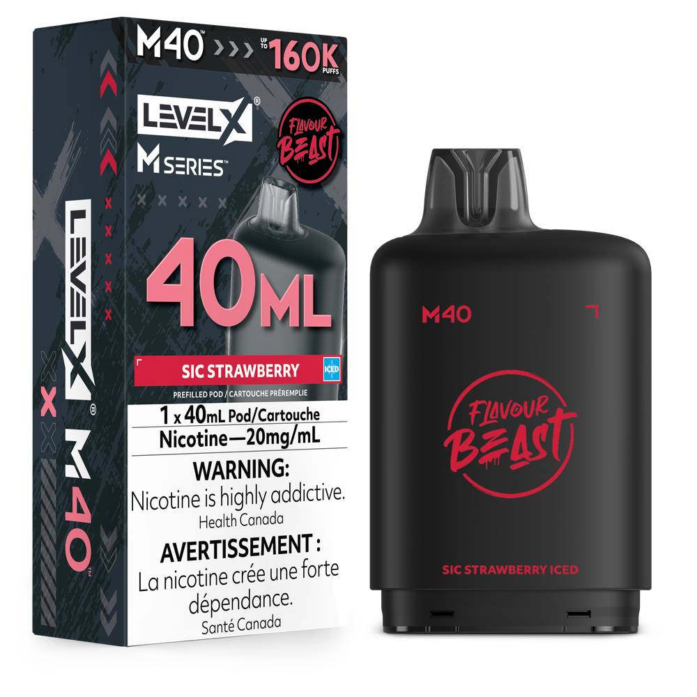 Flavour Beast LEVEL X M 40mL 160K Pod - Sic Strawberry Iced