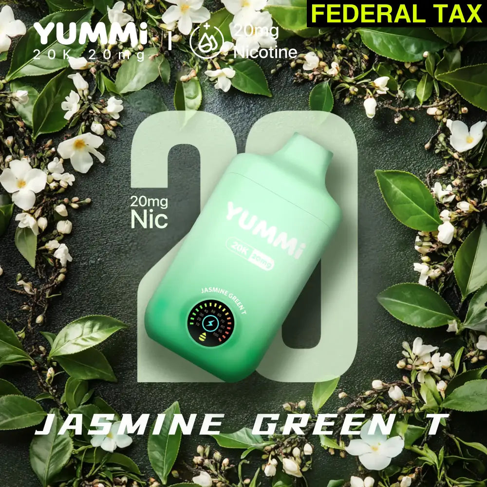 YUMMI 20K Rechargeable Disposable Vape Jasmine Green T (20mg)