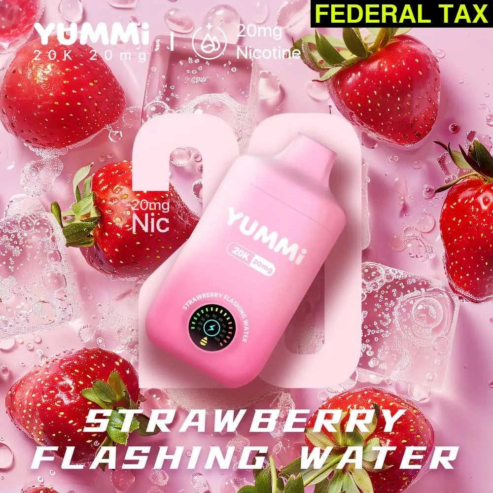 YUMMI 20K Rechargeable Disposable Vape Strawberry Flashing Water (20mg)